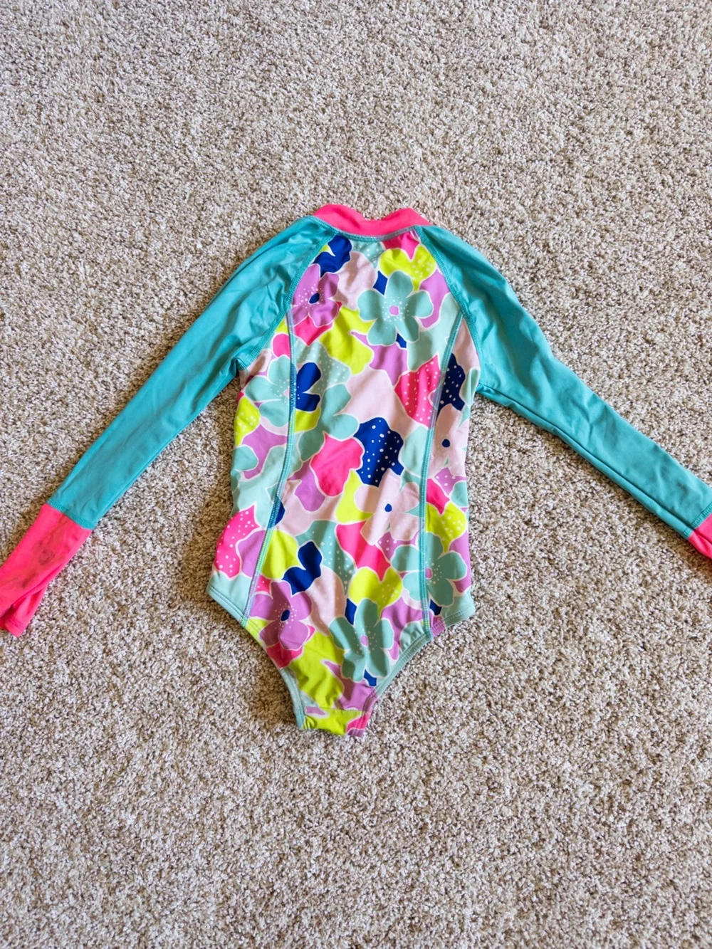 Bundle of 2 Girls 5 Rash Guard Long Sleeve One Piece Swimsuit Roxy Lands End